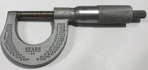 Sears 4079 Vintage Outside Micrometer, 0-1" Range, .001" Graduation *USED/RECONDITIONED*