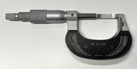 Mitutoyo 122-125 Blade Micrometer with Insulator Non-Slip Grip Finish (Cracked), 0-1" Range, .0001" Graduation *USED/RECONDITIONED