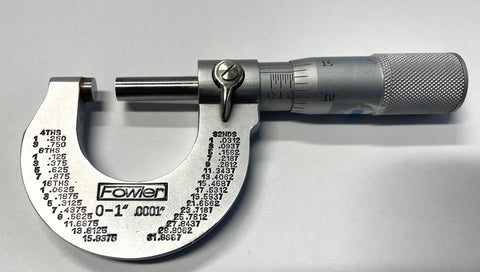 Fowler 52-235-001 Outside Micrometer, 0-1" Range, .0001" Graduation *USED/RECONDITIONED*