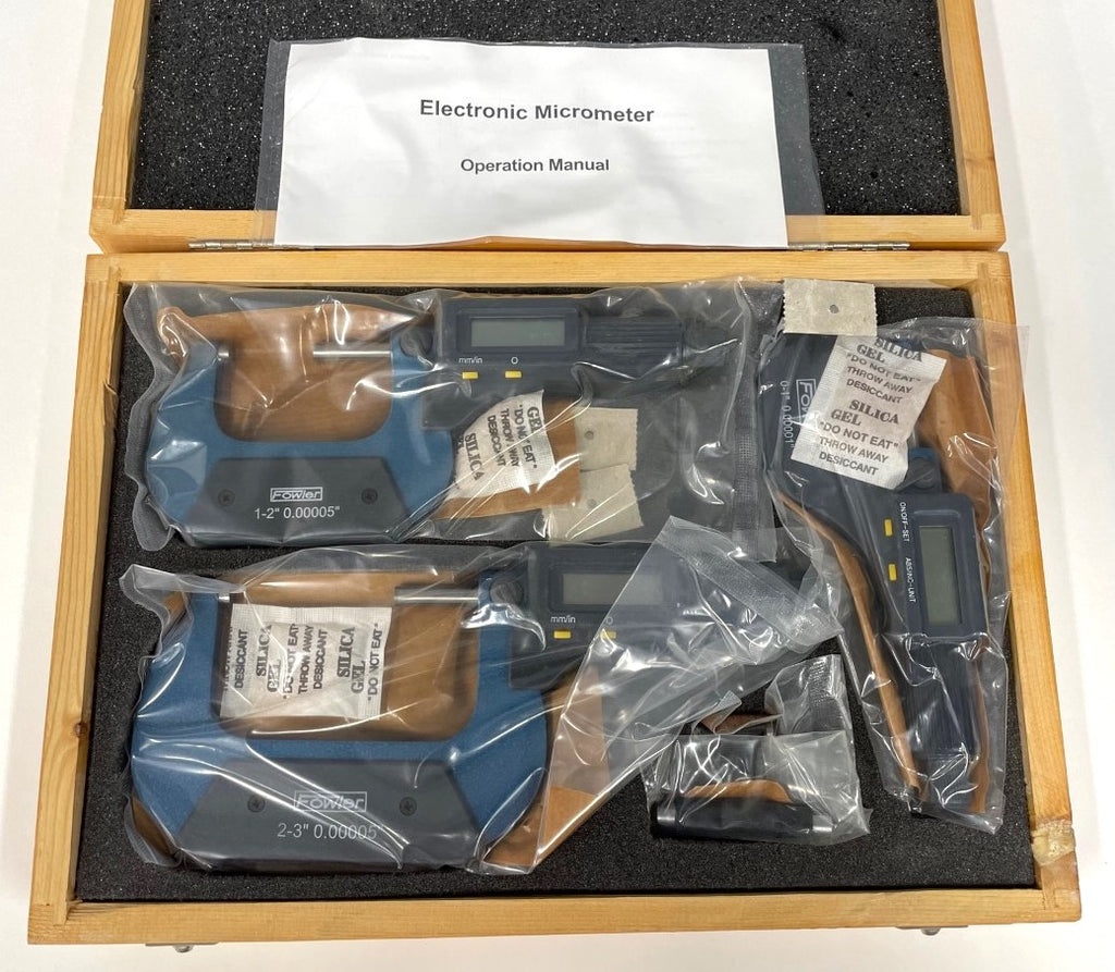 Fowler 54-850-103-0 Electronic Micrometer Set, 0-3""/0-75mm Range, .00005"/0.001mm Resolution *NEW - OVERSTOCK ITEM*