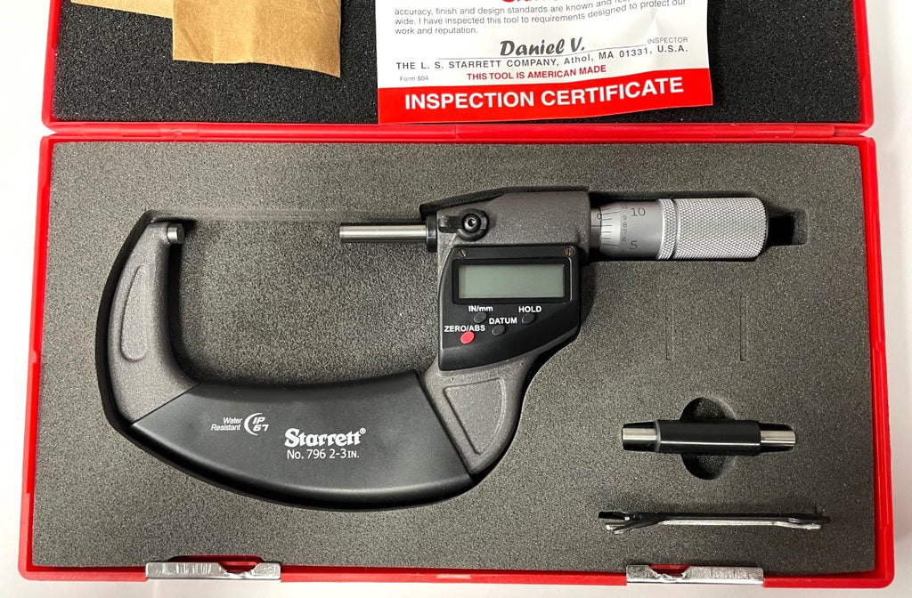 Starrett 796XRL-3 Electronic Micrometer without SPC Output, 2-3"/50-75mm Range, .00005"/0.001mm Resolution *NEW - Open Box*