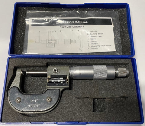 Import Rolling Digital Spherical Anvil Micrometer, 0-1" Range. .0001" Graduation *USED/RECONDITIONED*