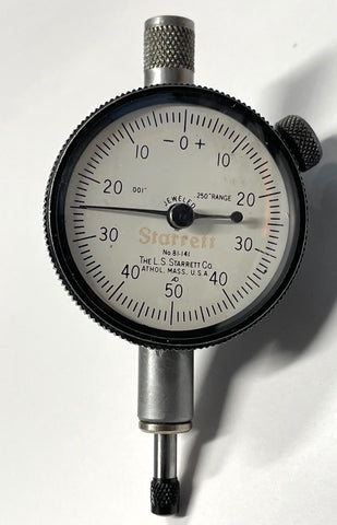 Starrett 81-141J Dial Indicator with Lug Back, 0-.250" Range, .001" Graduation *USED/RECONDITIONED*