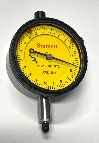 Starrett 25-161J (RTG) Group 2 Dial Indicator, 0-0.5mmRange, 0.002mm Graduation *USED/RECONDITIONED*